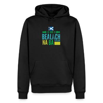 BEALACH NA BA, SCOTLAND - Men’s Premium Organic Hoodie - black - Front - Nico (187cm)