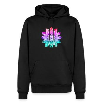 Hippie soul groovy Heure d’été Bonnes vibrations 70s 80s - Sweat à capuche Premium bio Homme - noir - Devant - Nico (187cm)
