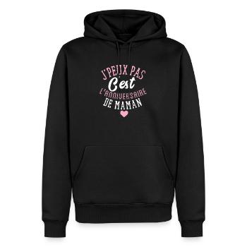 Joyeux anniversaire maman - Sweat à capuche Premium bio Homme - noir - Devant - Nico (187cm)