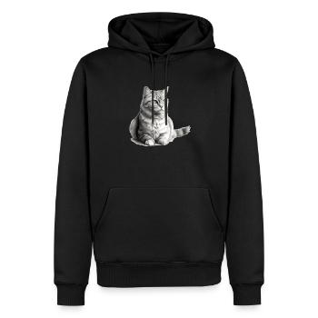 Zaki die Katze - Männer Premium Bio Hoodie - Schwarz - Vorne - Nico (187cm)