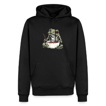 Kriko le crapaud gourmand - Sweat à capuche Premium bio Homme - noir - Devant - Nico (187cm)
