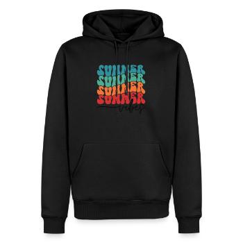 Summer vibes summer sun beach holiday sea palm tree - Men’s Premium Organic Hoodie - black - Front - Nico (187cm)