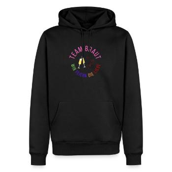 Team Braut - wir feiern die Liebe - Männer Premium Bio Hoodie - Schwarz - Vorne - Nico (187cm)
