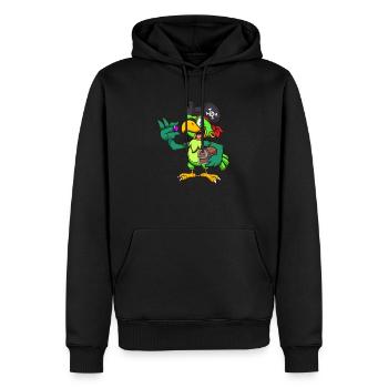 Perroquet pirate avec trésor - Sweat à capuche Premium bio Homme - noir - Devant - Nico (187cm)