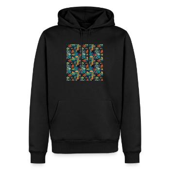Aquatisches nahtloses Muster Sealife Ozean Unterwasser - Männer Premium Bio Hoodie - Schwarz - Vorne - Nico (187cm)