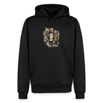 Grik der Löwe - Männer Premium Bio Hoodie - Schwarz - Vorne - Nico (187cm)