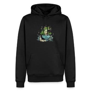 Miki la grenouille gourmande - Sweat à capuche Premium bio Homme - noir - Devant - Nico (187cm)