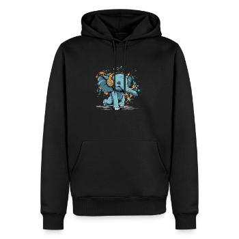 Mikoi l'éléphant danseur - Sweat à capuche Premium bio Homme - noir - Devant - Nico (187cm)