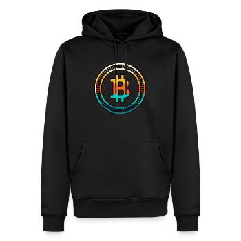 Bitcoin rétro - Sweat à capuche Premium bio Homme - noir - Devant - Nico (187cm)