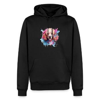 chien caniche - Sweat à capuche Premium bio Homme - noir - Devant - Nico (187cm)
