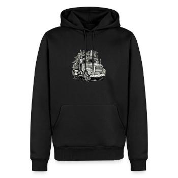 Mightymoover LKW - Männer Premium Bio Hoodie - Schwarz - Vorne - Nico (187cm)