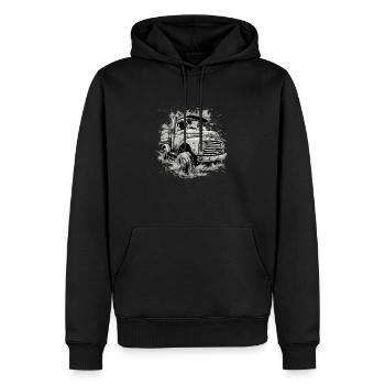 Camion MegaTrucker - Sweat à capuche Premium bio Homme - noir - Devant - Nico (187cm)