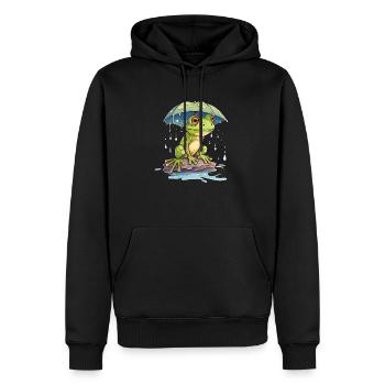 Fresh trouve refuge sous un parapluie - Sweat à capuche Premium bio Homme - noir - Devant - Nico (187cm)