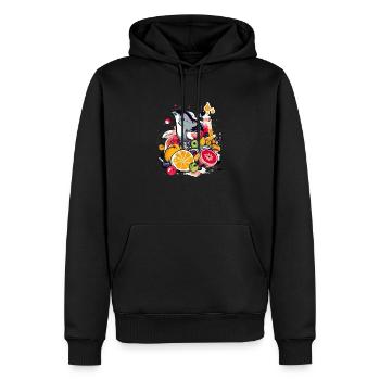 Piou dans les fruits - Sweat à capuche Premium bio Homme - noir - Devant - Nico (187cm)