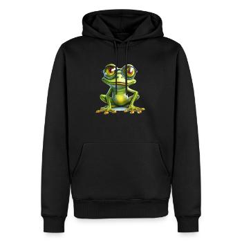 Les grenouilles n’ont pas vraiment besoin de lunettes - Sweat à capuche Premium bio Homme - noir - Devant - Nico (187cm)