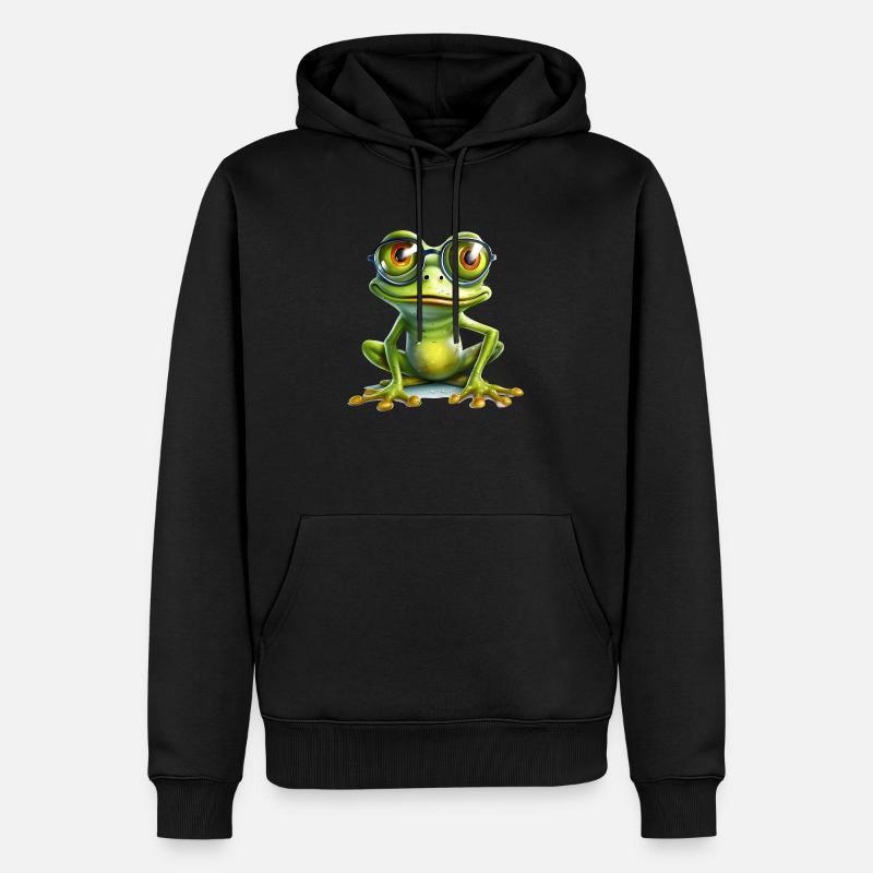 Frösche brauchen eigentlich keine Brille - Männer Premium Bio Hoodie - Schwarz