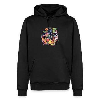 Jiko le monstre des fruits - Sweat à capuche Premium bio Homme - noir - Devant - Nico (187cm)