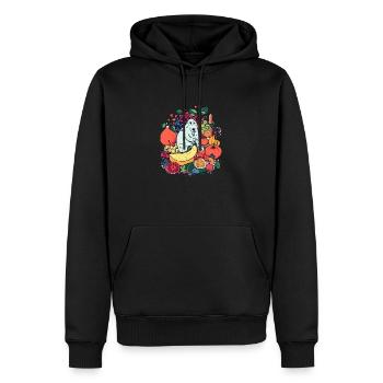 Mali le chien dans les fruits - Sweat à capuche Premium bio Homme - noir - Devant - Nico (187cm)
