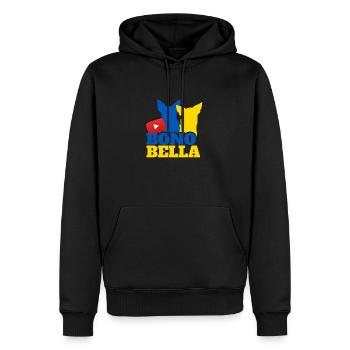 Bono Bella Merch YT UA 6 - Männer Premium Bio Hoodie - Schwarz - Vorne - Nico (187cm)