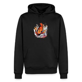 Ricky der Phönix - Männer Premium Bio Hoodie - Schwarz - Vorne - Nico (187cm)
