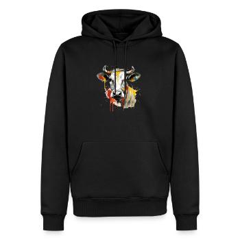 Lika die Kuh - Männer Premium Bio Hoodie - Schwarz - Vorne - Nico (187cm)