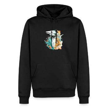Bako l'homme poisson - Sweat à capuche Premium bio Homme - noir - Devant - Nico (187cm)