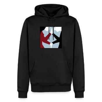 Verbindung - Männer Premium Bio Hoodie - Schwarz - Vorne - Nico (187cm)