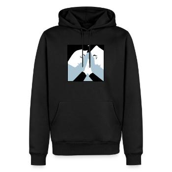 Verbindung - Männer Premium Bio Hoodie - Schwarz - Vorne - Nico (187cm)