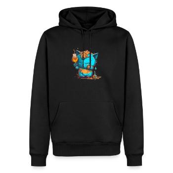 Cute Drunk cat mascot - Männer Premium Bio Hoodie - Schwarz - Vorne - Nico (187cm)