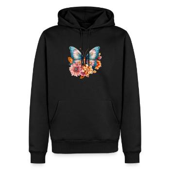 Beau papillon dessiné avec imagination - Sweat à capuche Premium bio Homme - noir - Devant - Nico (187cm)
