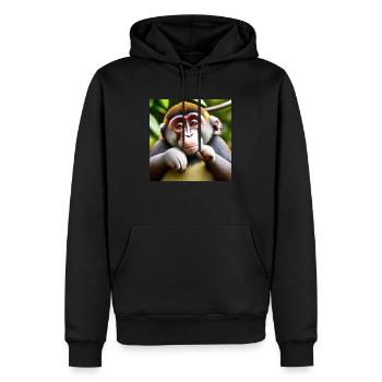 Drôle de singe - Sweat à capuche Premium bio Homme - noir - Devant - Nico (187cm)