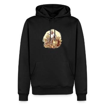 Les vendanges à l'ancienne n°2 - Sweat à capuche Premium bio Homme - noir - Devant - Nico (187cm)