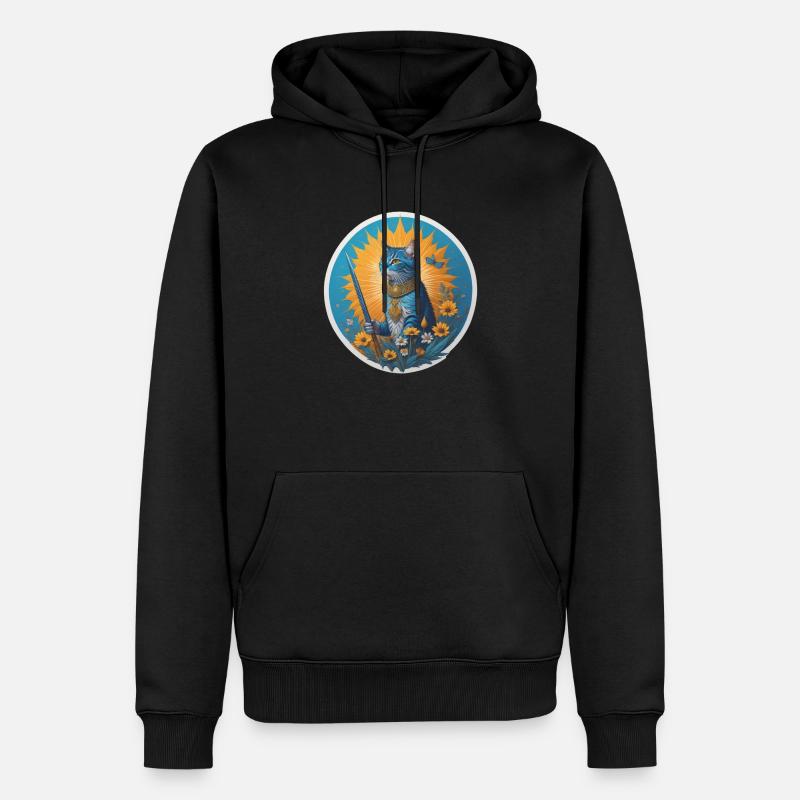 Le chat bleu gardien d’été - Sweat à capuche Premium bio Homme - noir
