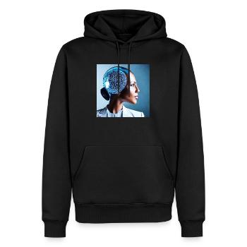 Aide à la réflexion sur l’IA pour le cyborg du futur - Sweat à capuche Premium bio Homme - noir - Devant - Nico (187cm)