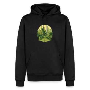 Urban Cyclist: Umweltfreundliche Städte in die Pedale treten - Männer Premium Bio Hoodie - Schwarz - Vorne - Nico (187cm)