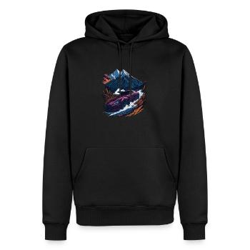 Voitures de course en montagne - Sweat à capuche Premium bio Homme - noir - Devant - Nico (187cm)