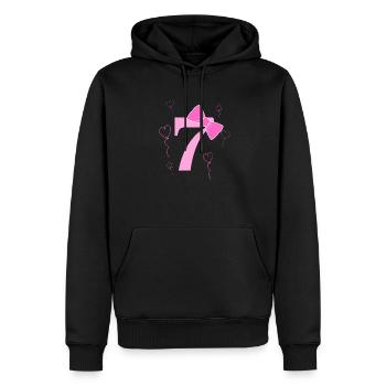 7e anniversaire fille - Sweat à capuche Premium bio Homme - noir - Devant - Nico (187cm)