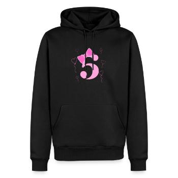5e anniversaire fille - Sweat à capuche Premium bio Homme - noir - Devant - Nico (187cm)