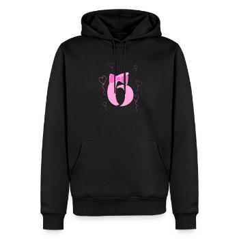 6e anniversaire fille - Sweat à capuche Premium bio Homme - noir - Devant - Nico (187cm)