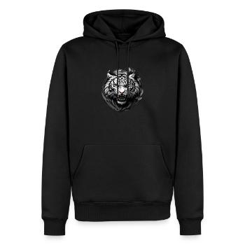 Tiger König - Männer Premium Bio Hoodie - Schwarz - Vorne - Nico (187cm)