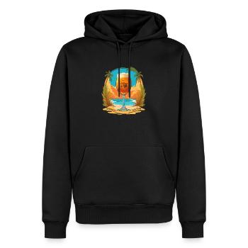 Bière sur la plage - Sweat à capuche Premium bio Homme - noir - Devant - Nico (187cm)