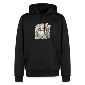 Hundewelpen in den Blumen - Männer Premium Bio Hoodie - Schwarz - Vorne - Nico (187cm)