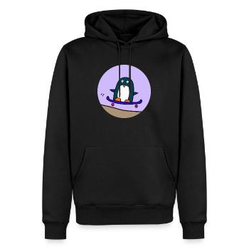Pinguin fährt skateboard - Männer Premium Bio Hoodie - Schwarz - Vorne - Nico (187cm)