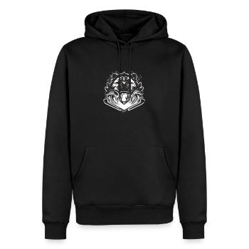 Logo de la tête de lion - Sweat à capuche Premium bio Homme - noir - Devant - Nico (187cm)