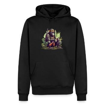 Tropical rainforests are protected by monkeys - Men’s Premium Organic Hoodie - black - Front - Nico (187cm)