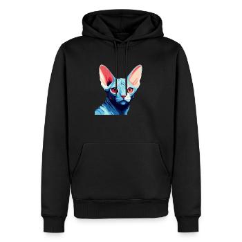 Blaue Katze - Männer Premium Bio Hoodie - Schwarz - Vorne - Nico (187cm)