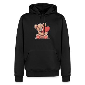 a cute little teddy bear - Männer Premium Bio Hoodie - Schwarz - Vorne - Nico (187cm)