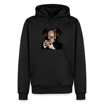 Crâne cornu | Résoudre son cube puzzle maudit - Sweat à capuche Premium bio Homme - noir - Devant - Nico (187cm)