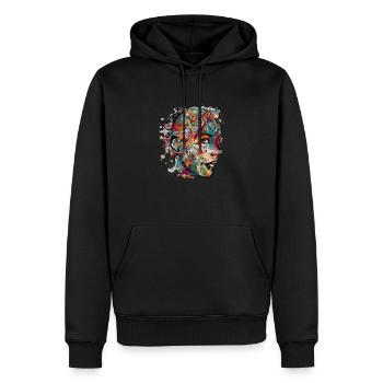 Das blumige Gesicht - Männer Premium Bio Hoodie - Schwarz - Vorne - Nico (187cm)