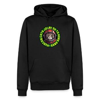 Astronaut Cat Logo 2 - Sowjetisch - Männer Premium Bio Hoodie - Schwarz - Vorne - Nico (187cm)